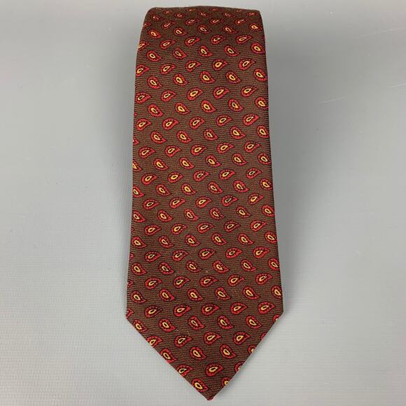 RIVETZ of BOSTON Brown & Red Paisley Tie - Picture 2 of 3